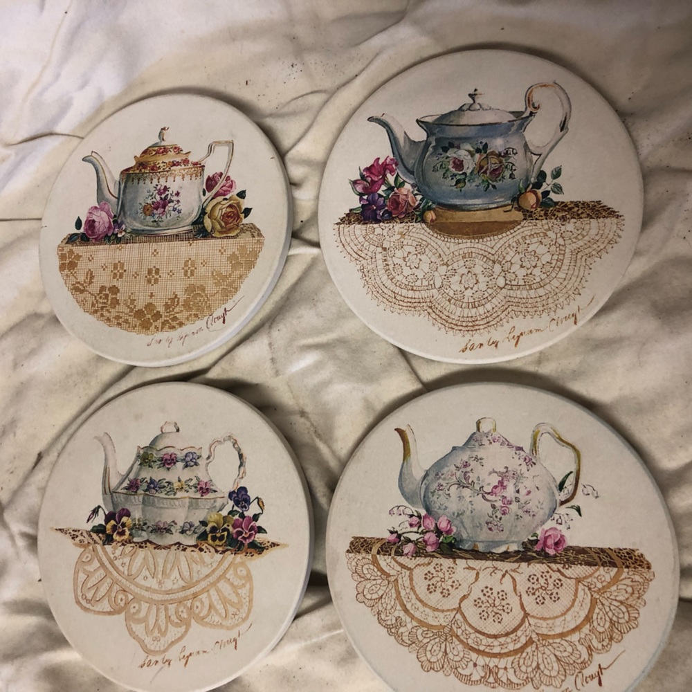 Teapot Stone Coasters With Display Stand
